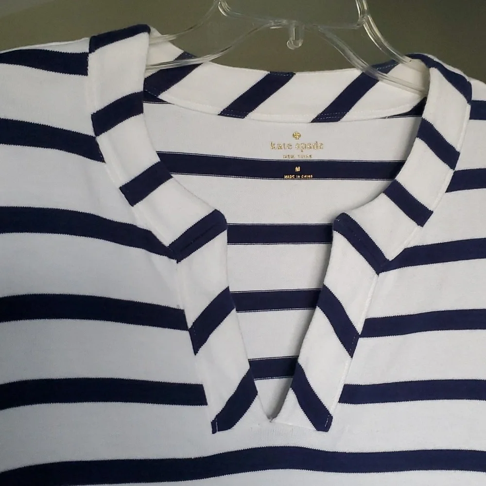 Kate Spade Tropez Nautical Navy Striped Womans Long Sleeve Top Size‎ Medium